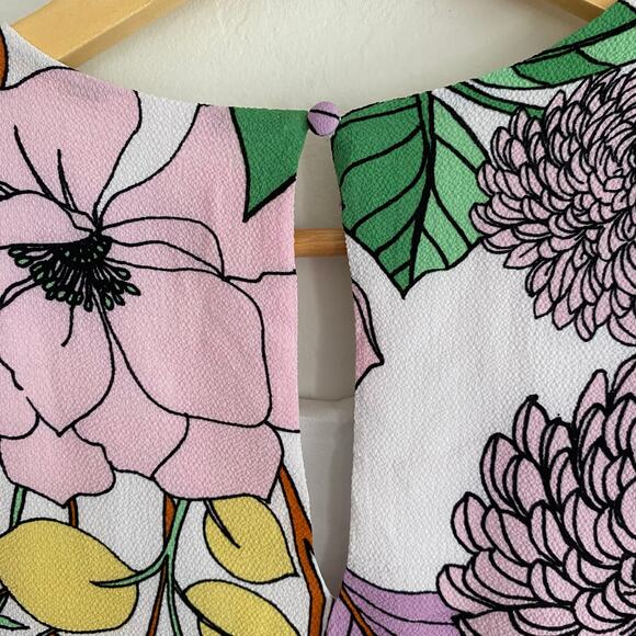 Clover & Sloane Floral Mini Dress SZ 12 Drop Waist Ruffle Hem Summer‎ Occasion - Picture 8 of 8